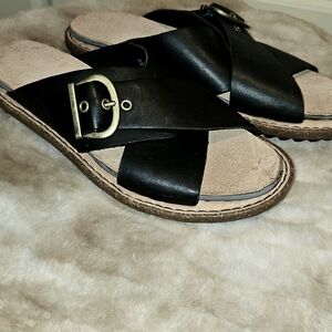 Black Leather Women's Sandals